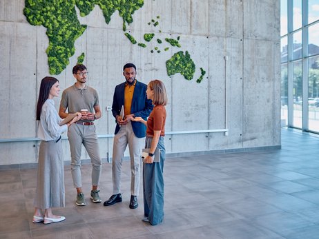 Gruppe, Menschen, Eingangshalle, Wand, Landkarte, Himmel, Fenster
